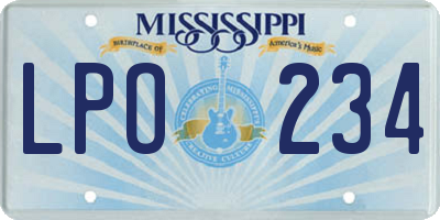 MS license plate LPO234