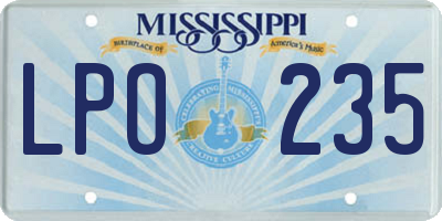 MS license plate LPO235