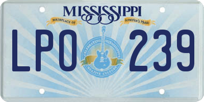 MS license plate LPO239