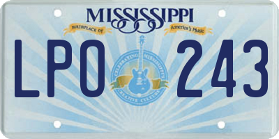 MS license plate LPO243