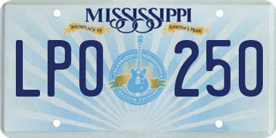 MS license plate LPO250