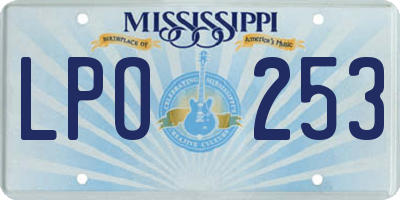 MS license plate LPO253