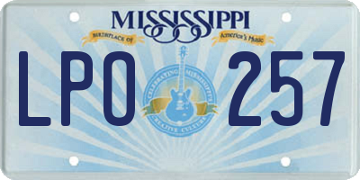 MS license plate LPO257