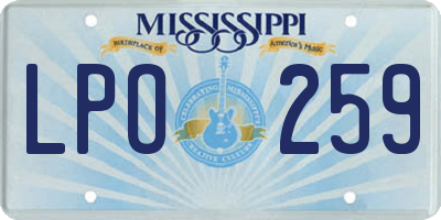 MS license plate LPO259