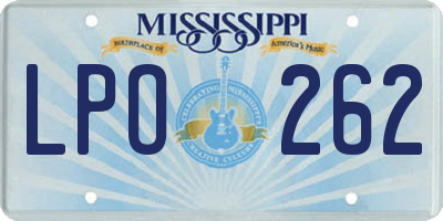 MS license plate LPO262