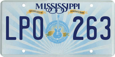 MS license plate LPO263