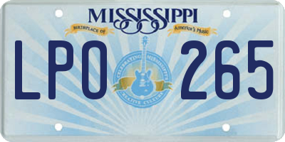 MS license plate LPO265