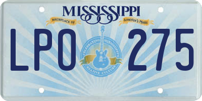MS license plate LPO275