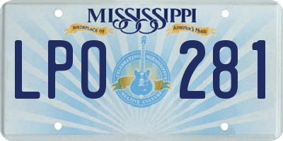 MS license plate LPO281