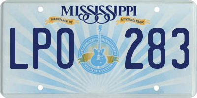 MS license plate LPO283