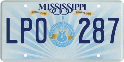 MS license plate LPO287