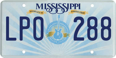 MS license plate LPO288