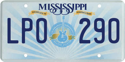 MS license plate LPO290