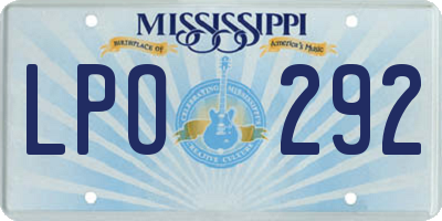 MS license plate LPO292