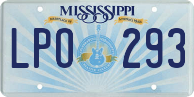 MS license plate LPO293