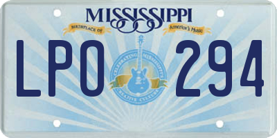 MS license plate LPO294