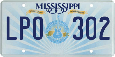MS license plate LPO302