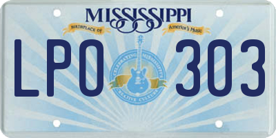 MS license plate LPO303