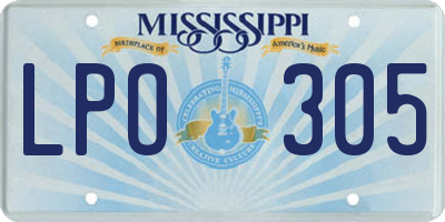 MS license plate LPO305