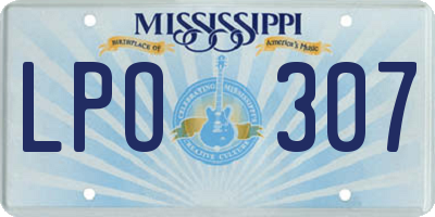 MS license plate LPO307
