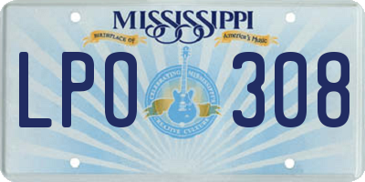 MS license plate LPO308