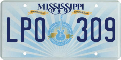 MS license plate LPO309