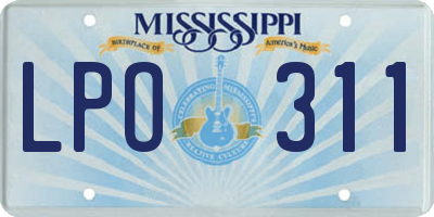 MS license plate LPO311