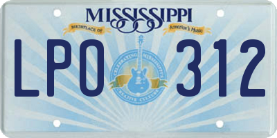 MS license plate LPO312