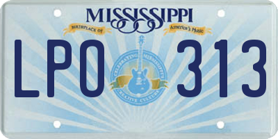MS license plate LPO313