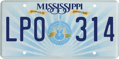 MS license plate LPO314