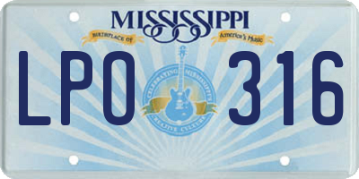 MS license plate LPO316