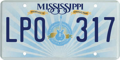 MS license plate LPO317