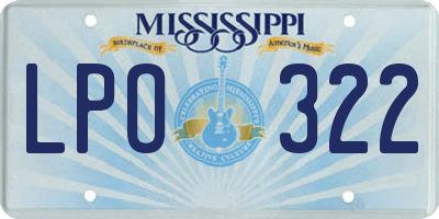 MS license plate LPO322