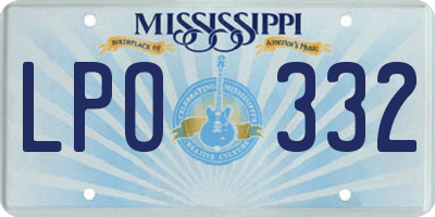 MS license plate LPO332