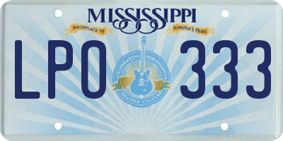 MS license plate LPO333