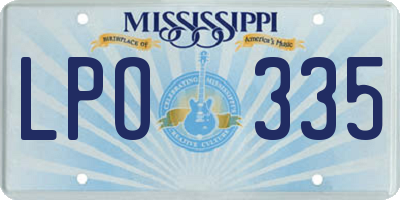 MS license plate LPO335