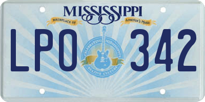 MS license plate LPO342