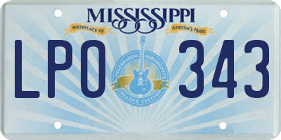 MS license plate LPO343