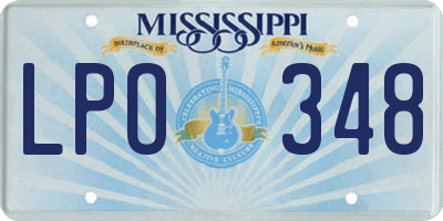 MS license plate LPO348
