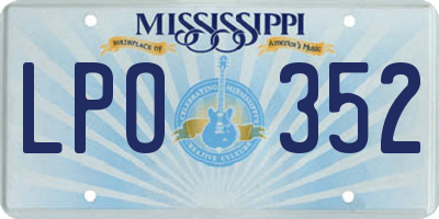MS license plate LPO352
