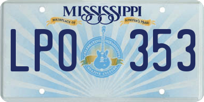 MS license plate LPO353