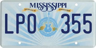 MS license plate LPO355