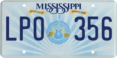 MS license plate LPO356