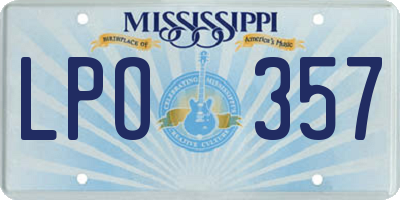 MS license plate LPO357