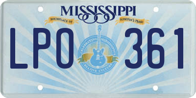 MS license plate LPO361