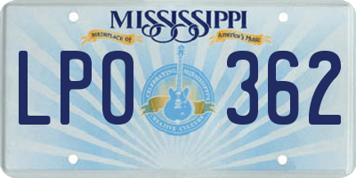 MS license plate LPO362