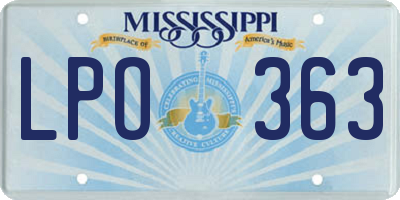 MS license plate LPO363