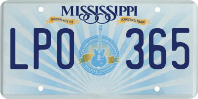 MS license plate LPO365