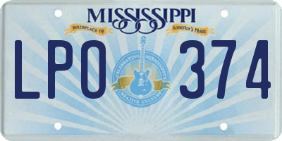 MS license plate LPO374