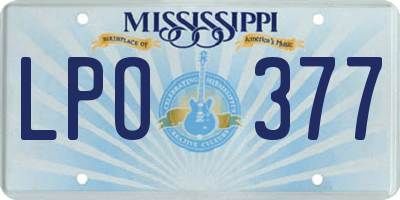 MS license plate LPO377